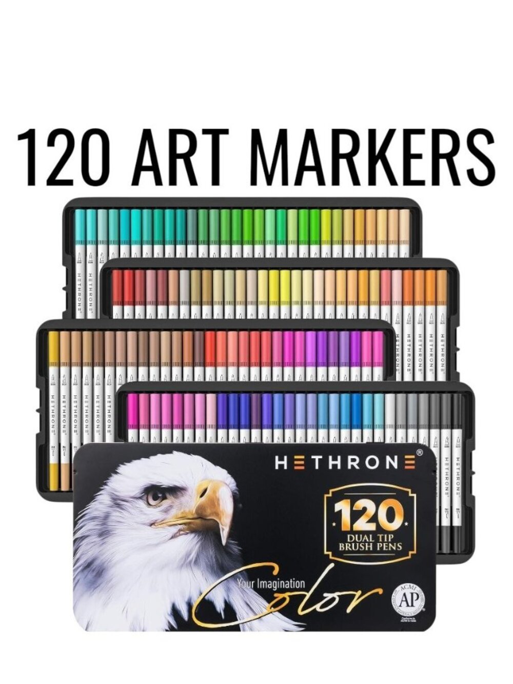 NEW 120 Colors Art Supplies Brush Markers Pens for Adult Coloring Books School D